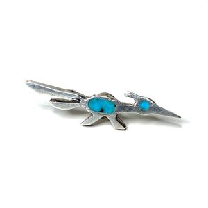 Roadrunner Sterling/Turquoise Native American Pin